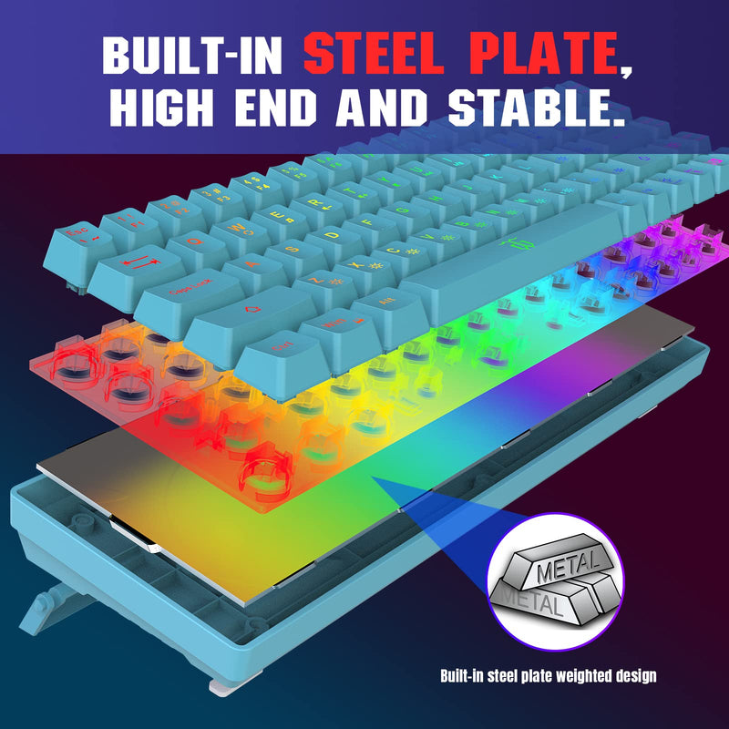 [Australia - AusPower] - Snpurdiri 60% Membrane Gaming Keyboard,RGB Compact Wired Small Keyboard, Strong Mechanical Feel for PC/Mac Gamer, Typist, Travel, Easy to Carry on Business Trip(68 Keys,Blue) Blue 