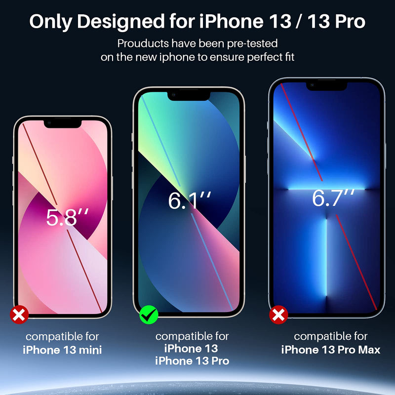 [Australia - AusPower] - TOZO Compatible for iPhone 13 and Compatible for iPhone 13 Pro Screen Protector 6.1 inch 3 Pack Premium Tempered Glass 0.26mm 9H Hardness 2.5D Film Easy Install 6.1 inch 