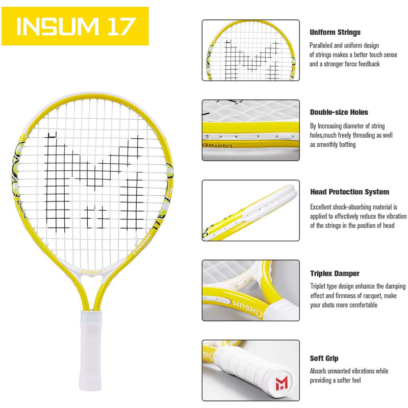[Australia - AusPower] - Kids Tennis Racket Starter Kit for Kids Age 4 and Under with Shoulder Strap Bag Mini Tennis Racket Toddler Tennis Raquet 17 Inch 