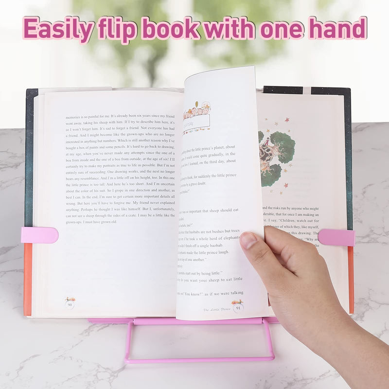 [Australia - AusPower] - Book Stand for Reading,Unicorn Metal Desk Textbook Holder,Hands Free Cookbook Recipes Holder,Foldable Desktop Bookstand Book Rest for Music Book Magazine iPad Document with 6 Adjustable Angles (Pink) Pink 