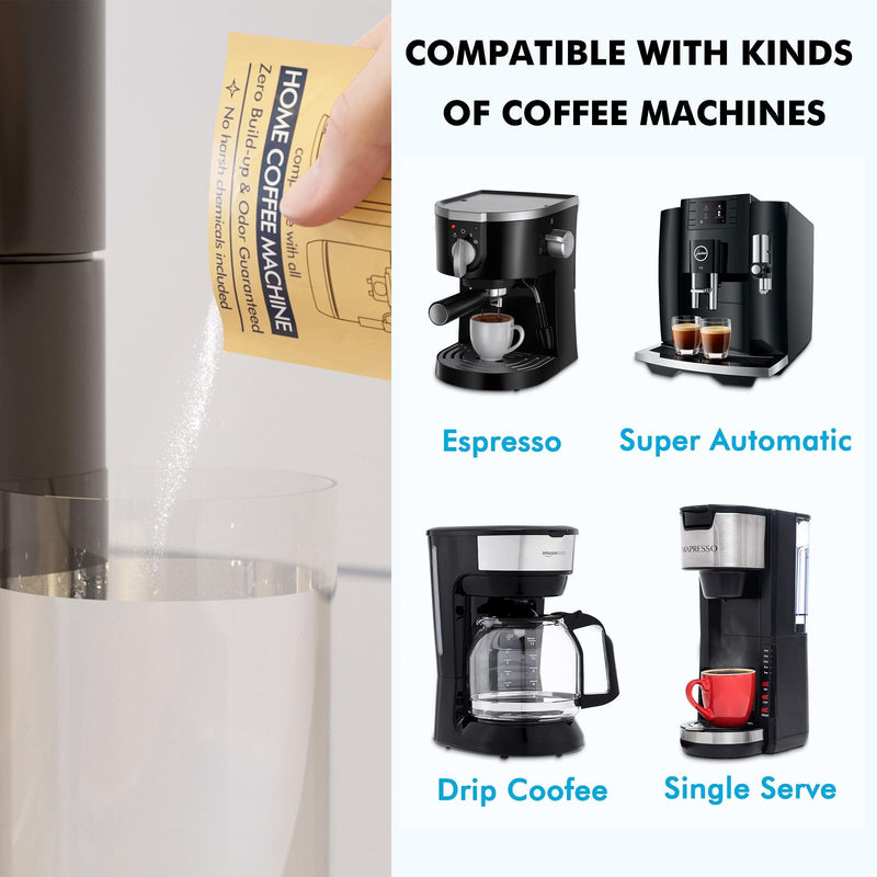 [Australia - AusPower] - Descaling Powder Solution (4 Uses) Removes Scale and Build-Up, Automatic Coffee Pots & Makers & Espresso Machines Descaler, Compatible with Keurig Breville Nespresso Delonghi Ninja 
