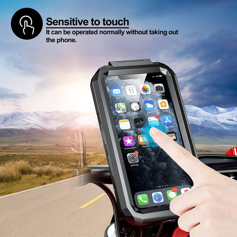 [Australia - AusPower] - iMESTOU Waterproof IP67 Motorcycle Phone (4.7"-6.1") Mount Wireless/ USB C Charger Handlebar Cellphone Holder 360 Rotation Work by Wiring to 12/24V Vehicles or Plugging to USB A Sockets For Smaller Phone Size 