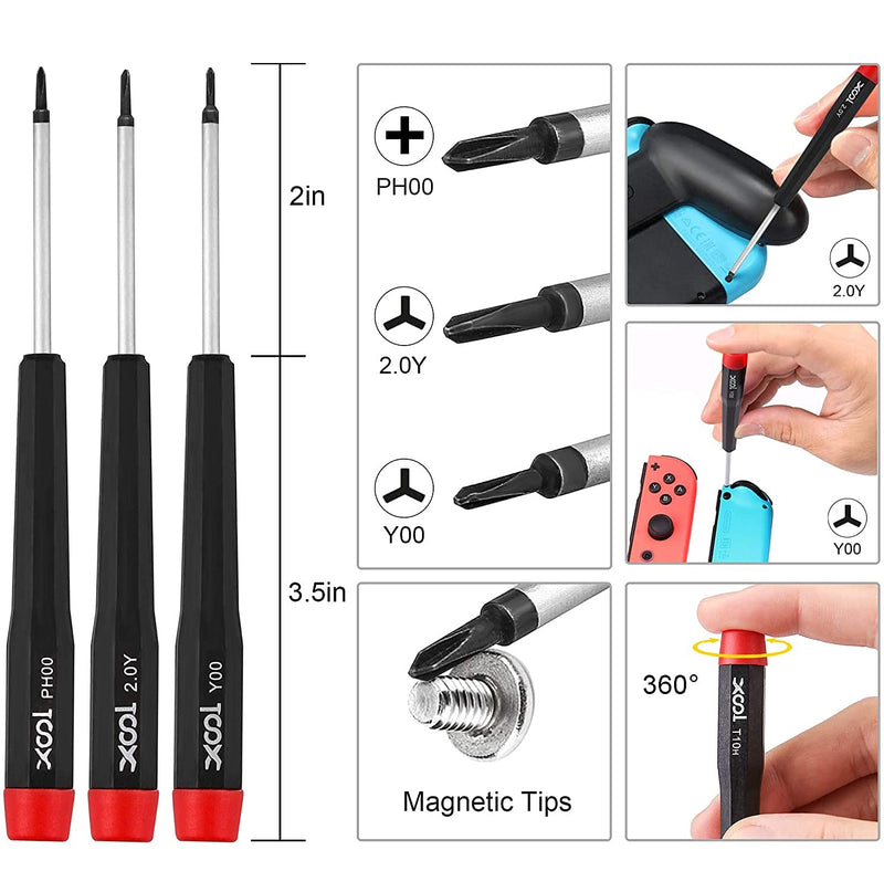[Australia - AusPower] - XOOL Tri Tip Screwdriver, 17 in 1 Professional Screwdriver Game Bit Repair Tools Kit for Switch JoyCon PS3 PS4 PS5 Xbox One 360 Gamebit NES SNES DS Wii GBA 