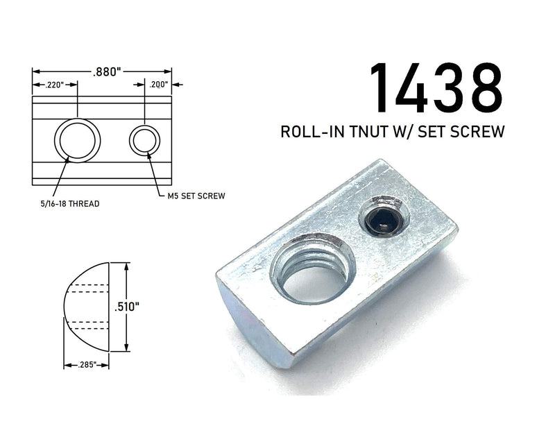 [Australia - AusPower] - 5/16-18 Roll-in T-Nut with Set Screw (24 pcs.) Compatible with 8020 3788, 15 Series Extrusion, 40 Series Extrusion, 1515, 1530, 4040, 4080 