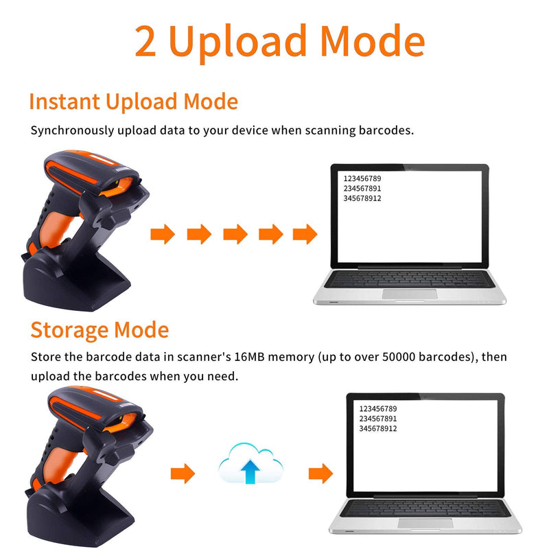 [Australia - AusPower] - Bluetooth Barcode Reader Scanner with Stand,Symcode Handheld Wireless 1D Laser Industrial Dustproof and Waterproof USB Cordless Automatic Barcode Scanner with Vibration Alert Stand 1D Scanner 