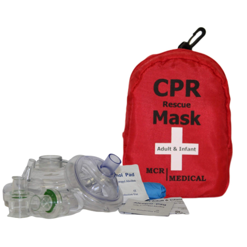 [Australia - AusPower] - Pack of 5 MCR Medical Adult & Infant CPR Mask Combo Kits (with 2 Valves ea.) 