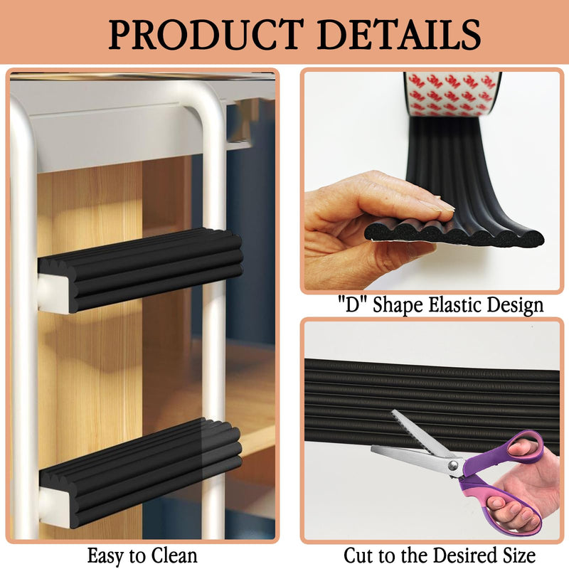 [Australia - AusPower] - 6.6 FT Black Bunk Bed Ladder Pads PVC Soft Corner Protectors with Strong Adhesive, Stair Steps Cover for Ladder, Stair Edge, Sharp Edges, Desk, Table, Furniture 