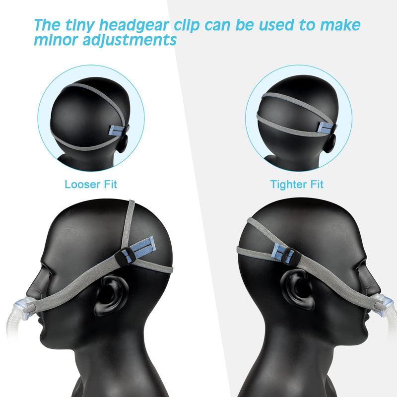 [Australia - AusPower] - Airfit P10 / N30 Headgear Strap Upgraded CPAP Mask Replacement Straps Fully Adjustable Design Quickfit Elastic Fit for Resmed P10 / N30 Nasal Pillow System - Blue//Grey (2-Pack) Blue/Gray 
