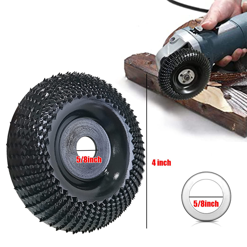 [Australia - AusPower] - Rollbin Grinder Disc Wood Carving Disc 4 Inch,Wood Grinding Shaping Disc for Angle Grinders with 5/8 inch Arbor Black 1 