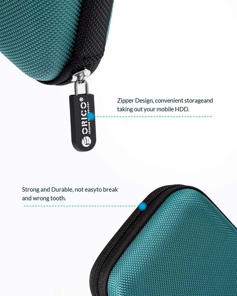 [Australia - AusPower] - ORICO Hard Drive Case 2.5 inch External Drive Storage Carrying Bag Waterproof Shockproof with Inner Size 5.5x3.5x1.0inch for Organizing HDD and Electronic Accessories, Blue(PHD-25) 