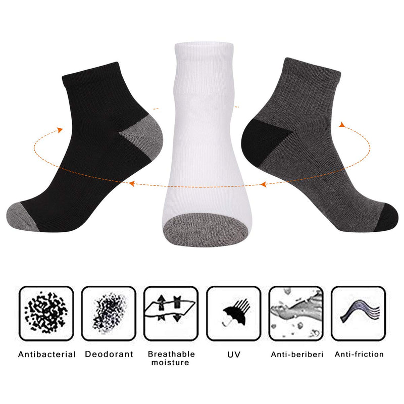 [Australia - AusPower] - COOVAN Men's Athletic Ankle Socks 12 Pack Mens Cushion Comfort Casual Running Sock Size 10-13 Black-12 Pack 