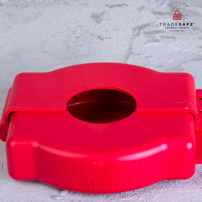 [Australia - AusPower] - TRADESAFE Gate Valve Lockout - Red Valve Lockout Device, Lockout Tagout Valve Adjustable for 1 inch to 6-1/2 inch Diameter Valve Handles, Industrial Grade Polypropylene Adjustable 1"-6-½" Red 