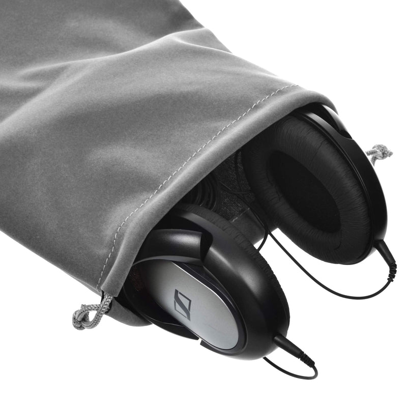 [Australia - AusPower] - Cosmos Set of 5 Premium Gray Travel Carry Drawstring Headphones Pouch Bag (Gray Color) 