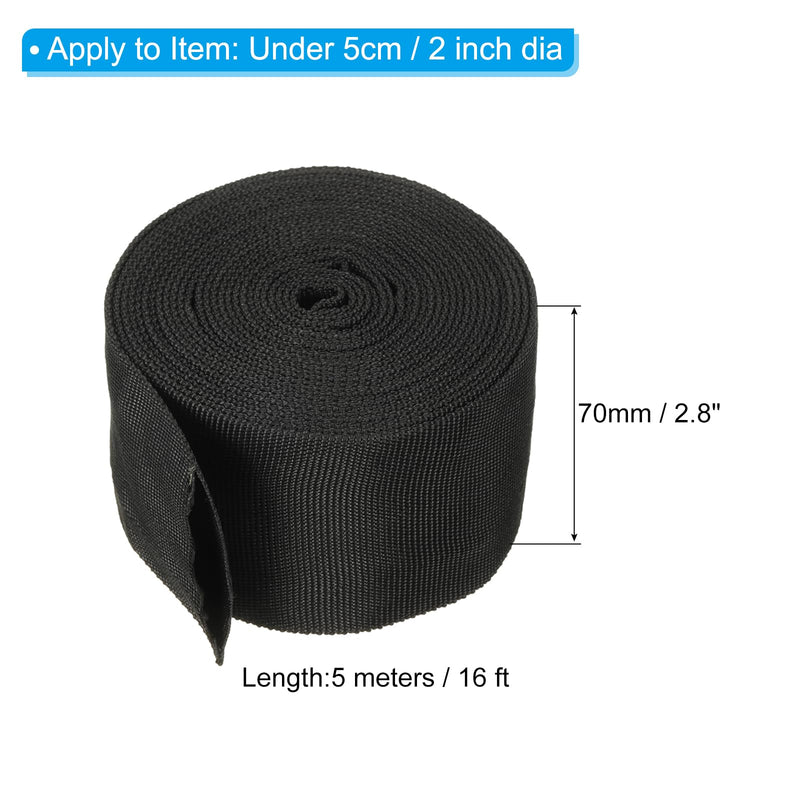 [Australia - AusPower] - PATIKIL 2.8" 16FT Protective Hose Sleeve with Snap Fastener, Polyester Fiber Cable Cover Sheath Protection for Welding Tig Torch Hydraulic Hose, Black 2.8 inch x 16ft 
