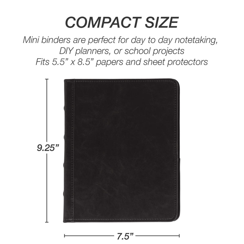 [Australia - AusPower] - Samsill Vintage Hardback Jr. Book Style 3 Ring Binder, 1 Inch Round Ring, Holds 200 Sheets – Black 