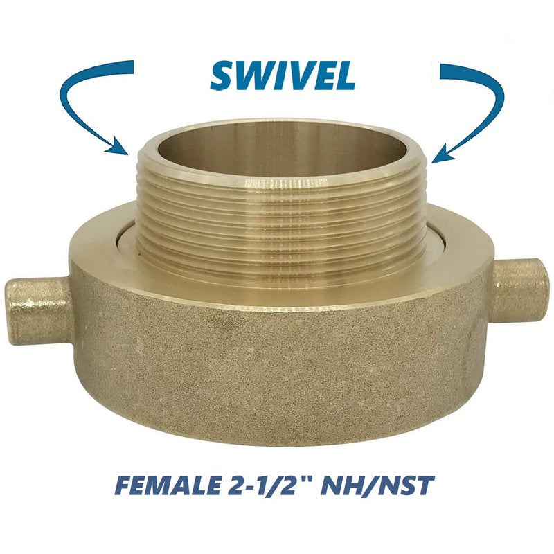 [Australia - AusPower] - Happy Tree 2-1/2" NH/NST Female x 2" NPT Male Brass Male Swivel Adapter Fire Hose Hydrant Adapter with Pin Lug Brass Fire Equipment BHASW2520 