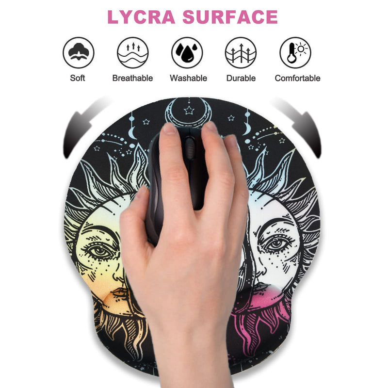 [Australia - AusPower] - ArtSo Ergonomic Mouse Pad with Wrist Rest Support, Memory Form Non-Slip Rubber Base Mousepad for Home, Office, Easy Typing & Pain Relief, Mandala Sun Face 