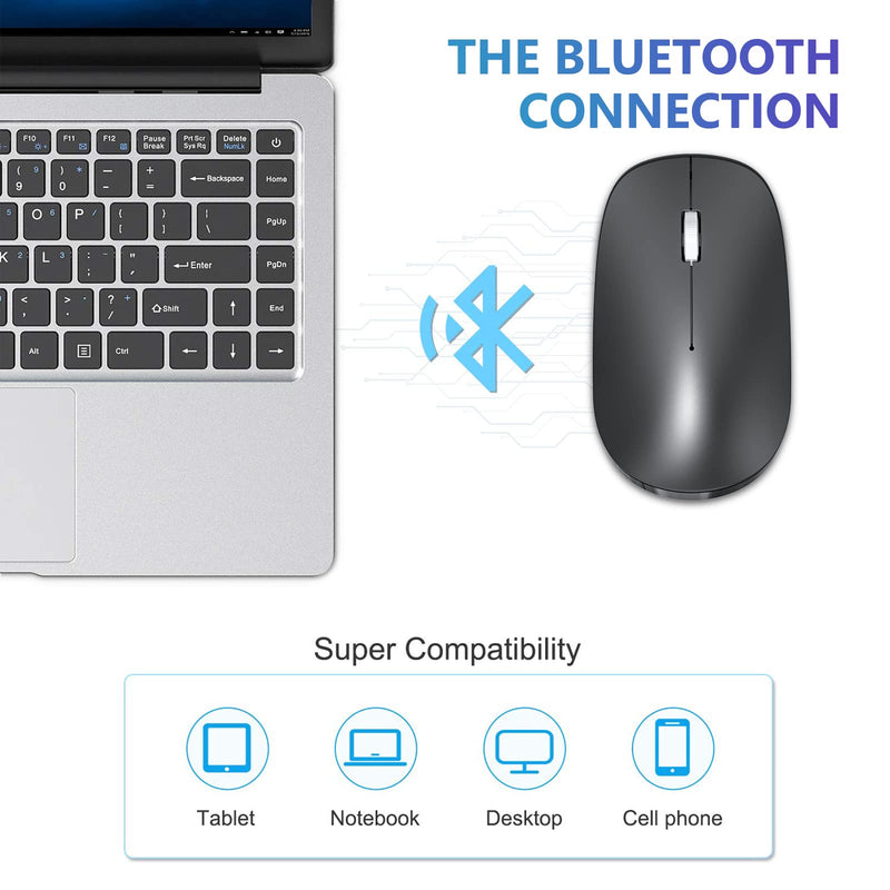 [Australia - AusPower] - OMOTON Bluetooth Mouse for iPad and iPhone (iPadOS 13/ iOS 13 and Above), Ultra-Thin Wireless Mouse Compatible with Bluetooth Enabled Computer, Laptop, PC, Notebook, and Mac Series, Matte Black 