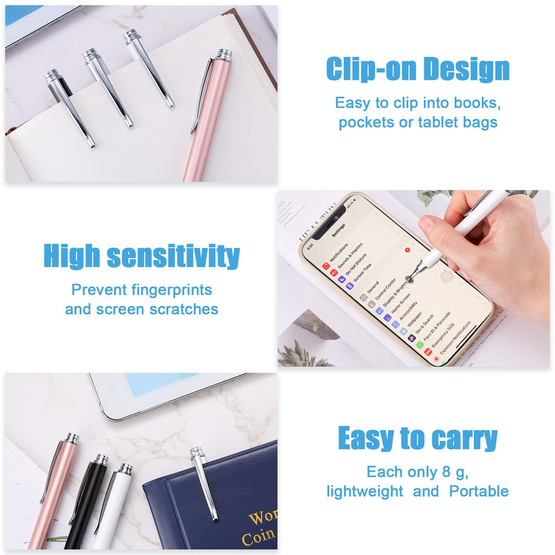 [Australia - AusPower] - Weewooday 8 Pieces Capacitive Stylus Pens for Touch Screen, Universal Disc Stylus Pens Fine Point Stylus for Most Touch Screen Smart Devices, 4 Colors 
