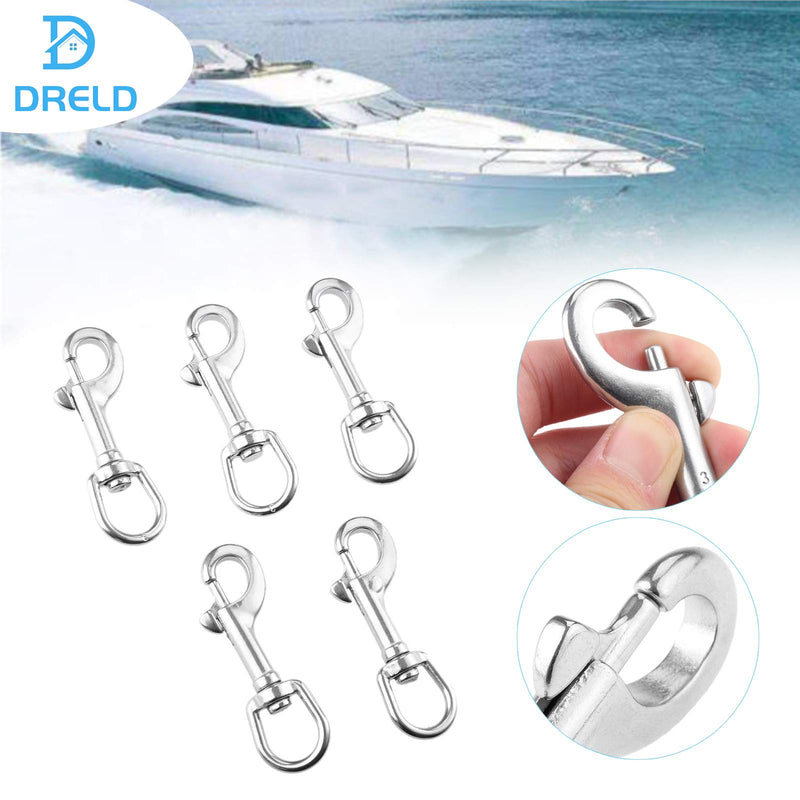 [Australia - AusPower] - Swivel Eye Bolt Snap Hook, Mount 316 Stainless Steel with Rubber Pad, Fit for Fishing Boat Canoe Accessories,Flagpole, pet leash, camera leash, key chain, tarpaulin cover, clothesline (Pack of 5) 