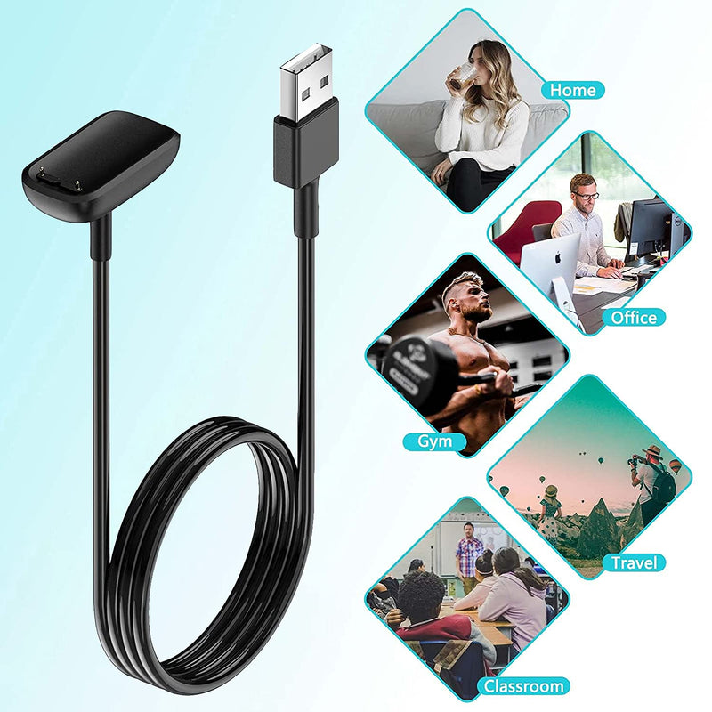 [Australia - AusPower] - Mixblu 2-Pack Charger Compatible with Fitbit Luxe/Charge 5, Fast Charging Replacement Cable Cradle Station with 3.3 Ft Long USB Cord Accessories for Charge 5/Luxe Smartwatch 