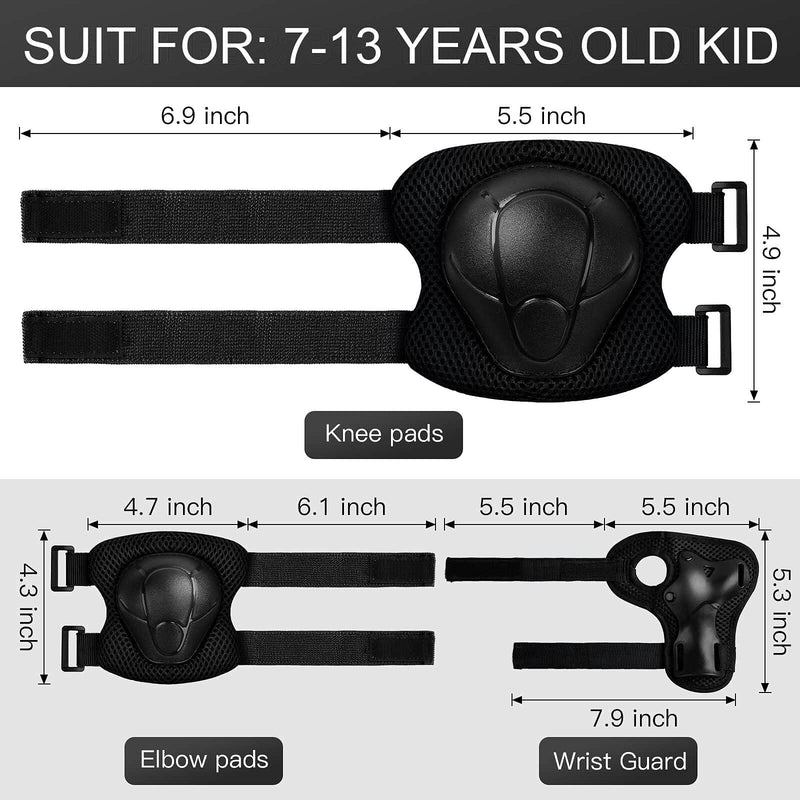 [Australia - AusPower] - Wemfg Kids Protective Gear Set Knee Pads for Kids 3-14 Years Toddler Knee and Elbow Pads with Wrist Guards 3 in 1 for Skating Cycling Bike Rollerblading Scooter Black S(3-8Years) 