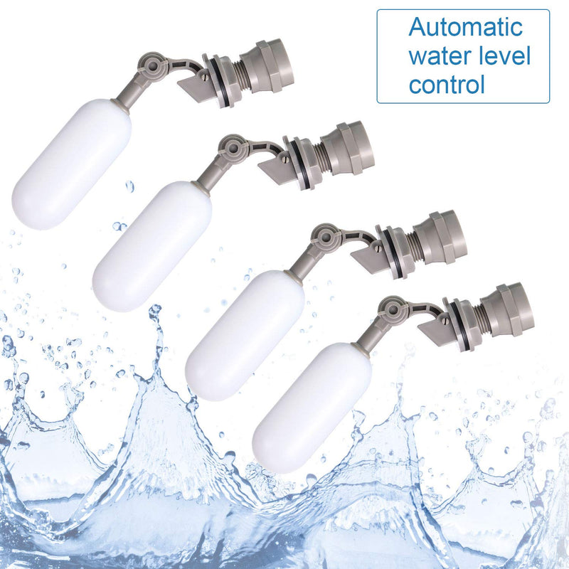 [Australia - AusPower] - 4 Pieces 1/2 Inch Float Ball Valve Plastic Water Float Valve Mini Plastic Float Valve with Adjustable Arm for Automatic Water Level Control of Water Tank 