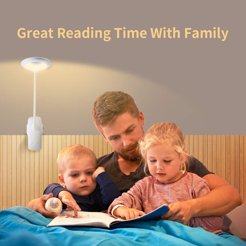 [Australia - AusPower] - LED Reading Light, LACOKI 28 LEDs USB Rechargeable Reading Lamp, 3 Color x 3 Brightness Clip On Light with Safety Switch, Eye Protection Book Light for Reading in Bed, Touch Control Clip Desk Lamp 