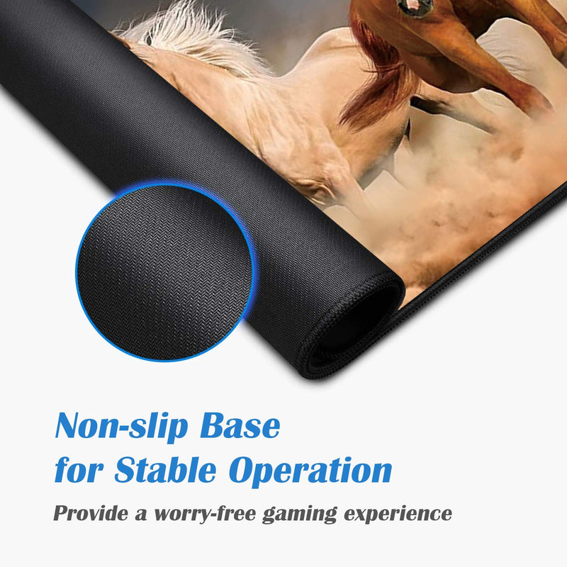 [Australia - AusPower] - Desk Pad Mat Gaming Mouse Pads with Coasters, Office Desk Mat 31.5" ×11.8" Large Gaming Mouse Pad Durable Extended Computer Mouse Pad with Non-Slip Rubber Base for Office & Home (Galloping Horse) Galloping Horse 