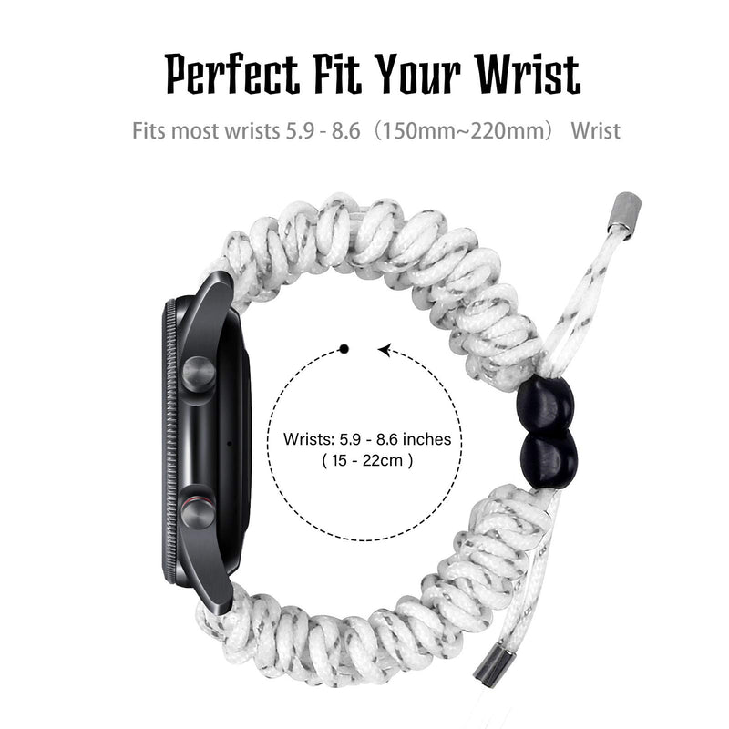 [Australia - AusPower] - Compatible with Umidigi Uwatch Bands, Wristband Sports Braided Nylon Friendship Rope with Adjustable Outdoor Survival Weave Drawstring Clasp 22MM Bands for Uwatch 2/Uwatch 2S SmartWatch (White&Black) White&Black 