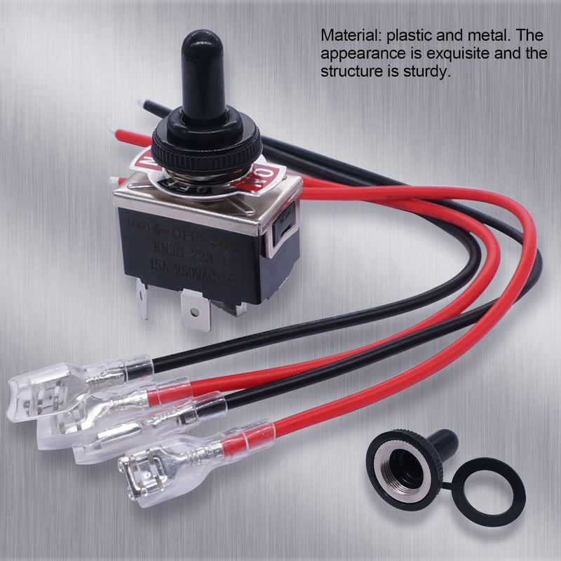 [Australia - AusPower] - mankk Reverse Polarity Momentary Toggle Switch 12V DC 20A DPDT (On)-Off-(On) 4 Pin Motor Control Rv Jack Waterproof Switch with Waterproof Cap and Jumper Wires KN3C-223-MX 