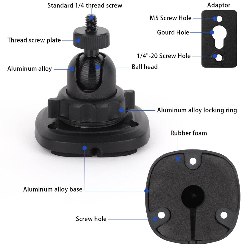 [Australia - AusPower] - Mippko 2 Pack Speaker Wall Mount Holder for 1/4"-20 Threaded Keyhole,2 Pack Adaptors Compatible with Non 1/4"-20 Threaded Screw Holes,360°Rotation Adjustment Aluminum Alloy Mount,Black With Adapter 