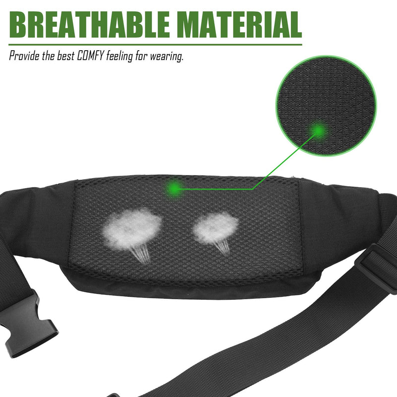 [Australia - AusPower] - USHAKE Fanny Pack Waist Packs with Extender for Men Women, Waist Pouch Bag Hip Pack with 3-Zipper Pockets Adjustable Straps for Casual Travel Hiking Running Outdoor Sports BLACK 