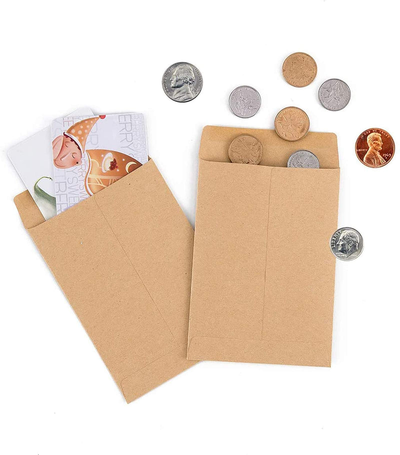 [Australia - AusPower] - 200 Packs Self-Adhesive Small Parts Envelopes Kraft Self Sealing Seed Coin Packets Envelope Stamps Storage for Home Garden Wedding Office, 2.25"×3.5" 2.25"×3.5" 