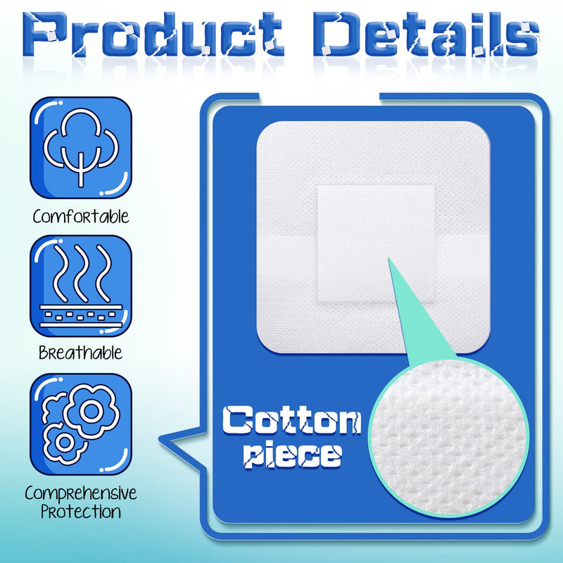 [Australia - AusPower] - 50 Pieces Adhesive Island Dressing Bordered Gauze Bandage Pads Adhesive Breathable Wound Dressing Individually Packed Pouches (4 x 4 Inch) 4 x 4 Inch 
