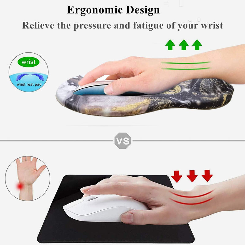 [Australia - AusPower] - Mouse Pad with Wrist Support, Non Slip Mousepad Wrist Rest for Office, Computer, Laptop & Mac- Durable & Comfortable & Lightweight Ergonomic Support Mouse Mat (Beige Purple Marble-Wrist) Beige Purple Marble-wrist 