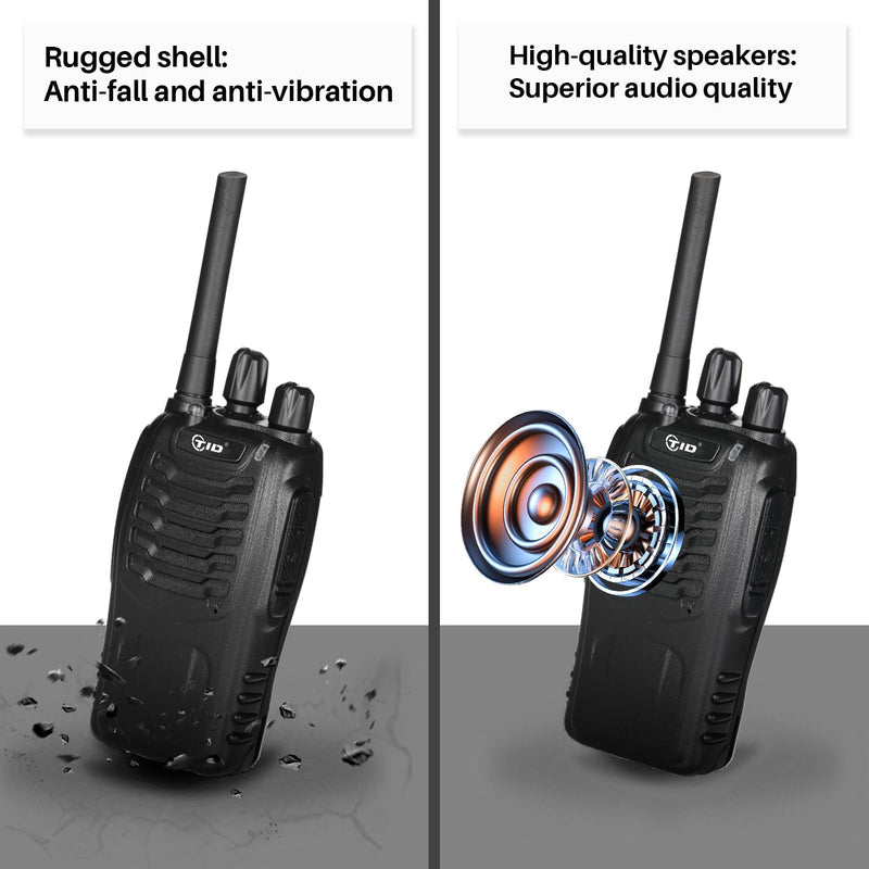 [Australia - AusPower] - TIDRADIO TD-V2 Walkie Talkies for Adults Long Range, Rechargeable Two Way Radio Earpiece with MIC,16 Channels Handheld Walkie Walkie with Secure Service Function(2 Pack) 