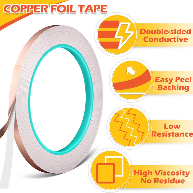 [Australia - AusPower] - Copper Foil Tape, Selizo 2 Packs Copper Adhesive Tape Strip with Double-Sided Conductive for Stained Glass, EMI Shielding, Paper Circuits, DIY Home Décor, Soldering, Electrical Repairs 2 Pack 