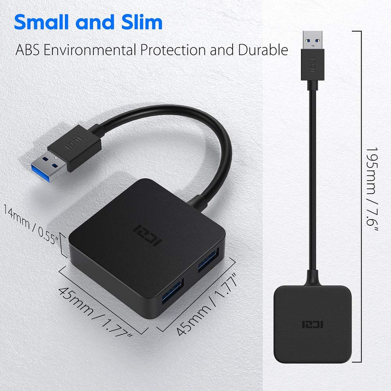 [Australia - AusPower] - ICZI USB 3.0 Hub,USB Splitter with 4-Port USB 3.0 Data Hub Converter Adapter for MacBook, Mac Pro/Mini, iMac, Surface Pro, XPS, Notebook PC, USB Flash Drives and More (Black) USB HUB 