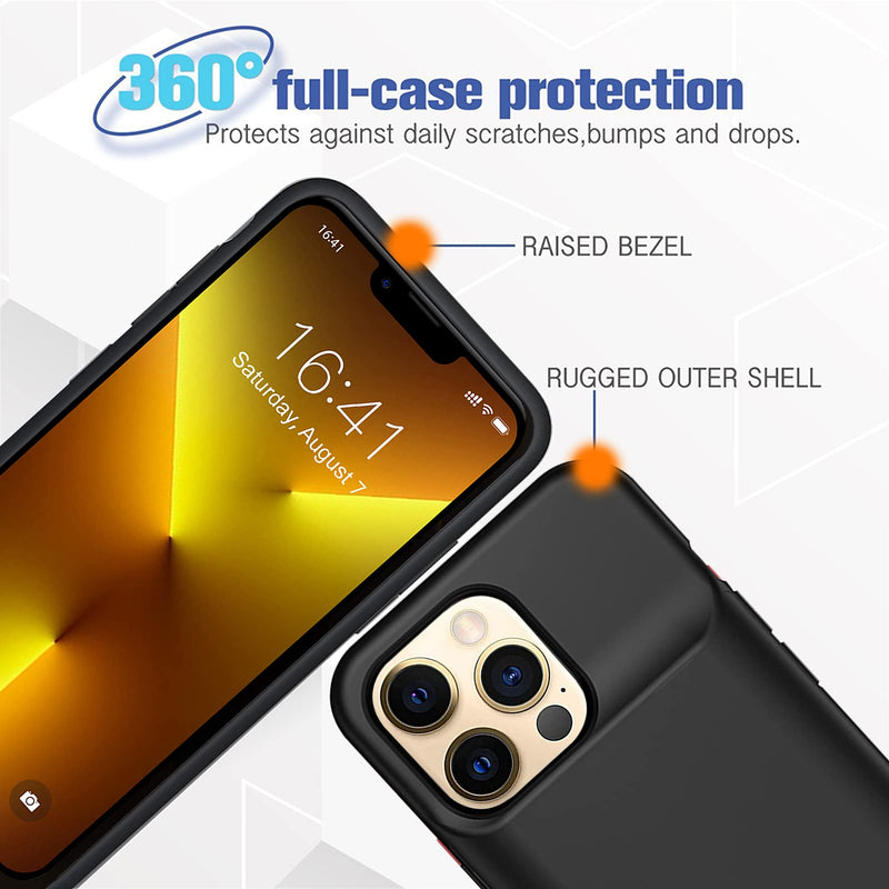 [Australia - AusPower] - Battery Case for iPhone 13 Pro, 7000mAh Ultra-Slim Portable Charger Case Rechargeable Battery Pack Charging Case Compatible with iPhone 13 Pro (6.1 inch)-Black Black 