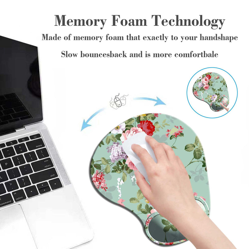 [Australia - AusPower] - Apottwal Mouse Pad, Ergonomic Mouse Pad with Wrist Support, Gaming Mouse Pad with Non-Slip PU Base for Computer Office Decor Desk Accessories Beautiful Flora Mousepad 20 