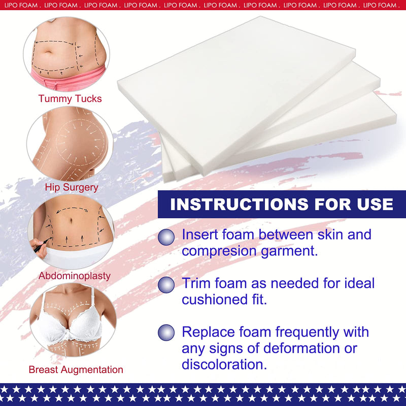 [Australia - AusPower] - 3 Pack Lipo Foam Pads - Post Surgery Ab Board Liposuction Surgery Flattening Abdominal Compression Lipo Foam Sheets 8" x 11" 