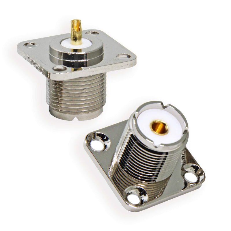 [Australia - AusPower] - SO239 Chassis Mount, 10-Pack UHF Female PL259 Jack 4-Hole Solder Flange Panel Mount Coax Coaxial RF Connector for CB Ham Radio Antenna 