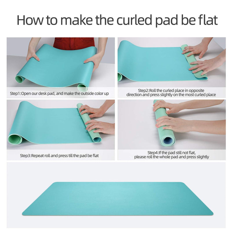 [Australia - AusPower] - YSAGi Multifunctional Office Desk Pad, Ultra Thin Waterproof PU Leather Mouse Pad, Dual Use Desk Writing Mat for Office/Home (31.5" x 15.7", Calamine Blue+Cobalt Green) 31.5" x 15.7" 