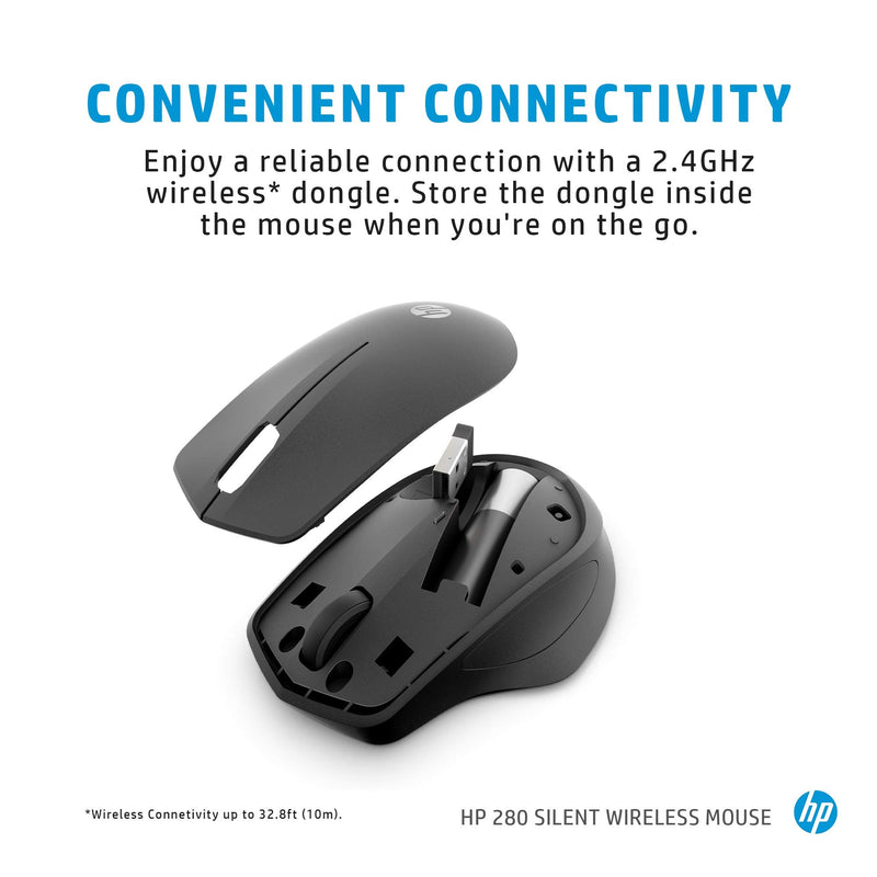 [Australia - AusPower] - HP Wireless Silent 280M Mouse - Ergonomic Right-Handed Design, 18 Month Battery Life, and 2.4GHz Reliable Connection - Works for Computers and Laptops - Far Quieter Clicks Than Most Mice 