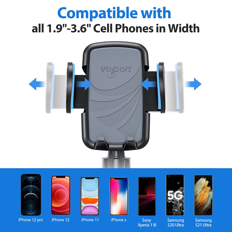 [Australia - AusPower] - Car Cup Holder Phone Mount, Volport Solid Cupholder 360 Degree Rotation Car Bracket Cradle with Adjustable Pole Long Gooseneck, Compatible with iPhone 12 13 Pro Max Mini Samsung Google All Cell Phone 
