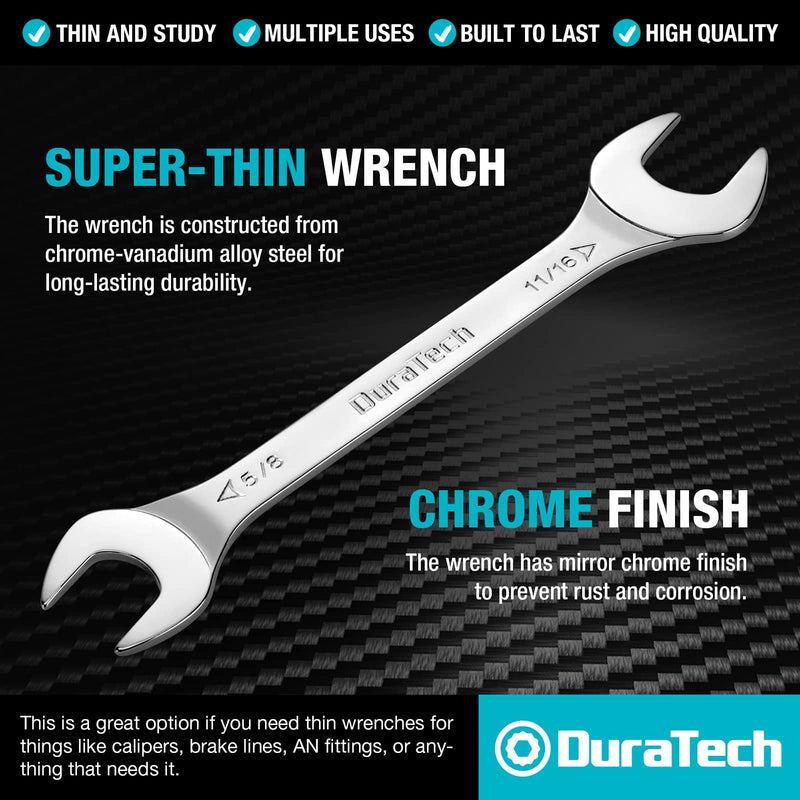 [Australia - AusPower] - DURATECH Super-Thin Open End Wrench, SAE, 5/8inchx11/16inch 