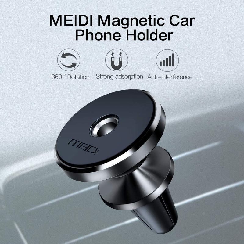 [Australia - AusPower] - MEIDI Magnetic Car Phone Holder, Air Vent Phone Holder, 360 Degree Rotatable Universal Cell Phone GPS Mount (Black) Black 