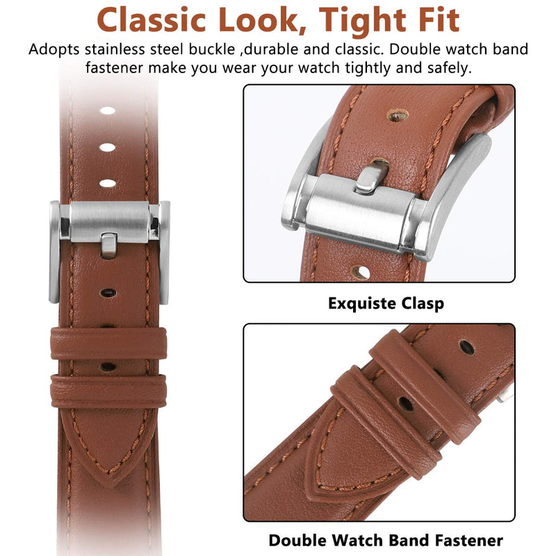 [Australia - AusPower] - JIKE watch Bands Compatible with Apple Watch Band 38mm 40mm 41mm, Top Grain Leather Smart Watch Strap Compatible for Men Women iWatch Series7/ 6/ 5 /4 /3 /2 /1，SE (brown/silver buckle, 38mm40mm41mm) 