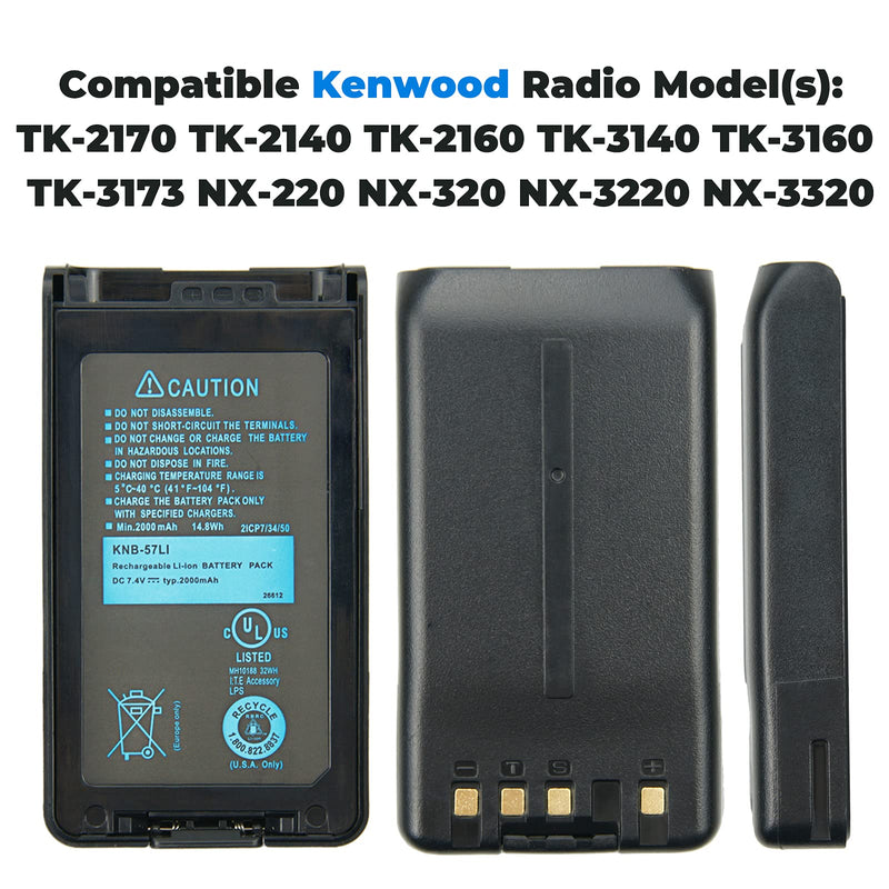 [Australia - AusPower] - 7.4V 2000mAh KNB-57L Replacement Battery for Kenwood TK-2170 TK-2140 TK-2160 TK-3140 TK-3160 TK-3173 Two Way Radio Battery 